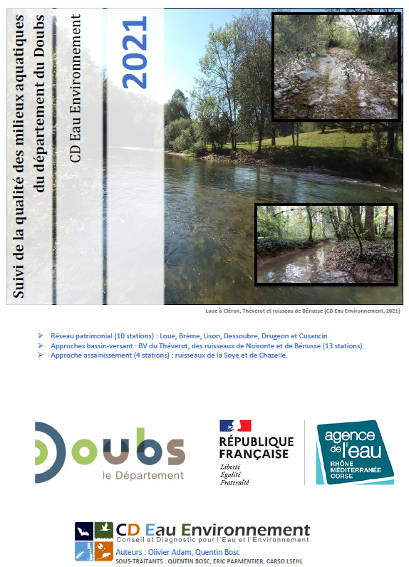 Rapport 2021 du suivi départemental de la qualité des cours d’eau du Doubs
