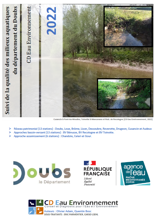 Rapport 2022 du suivi départemental de la qualité des cours d’eau du Doubs