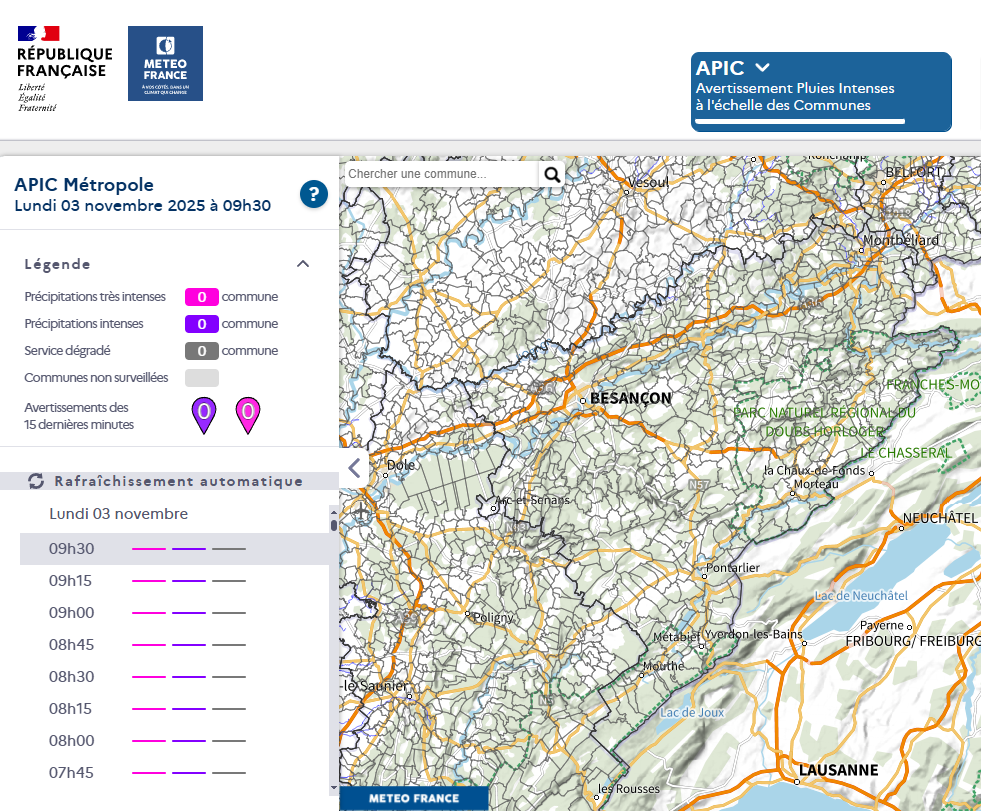 Un site pour la prévision des pluies intenses
