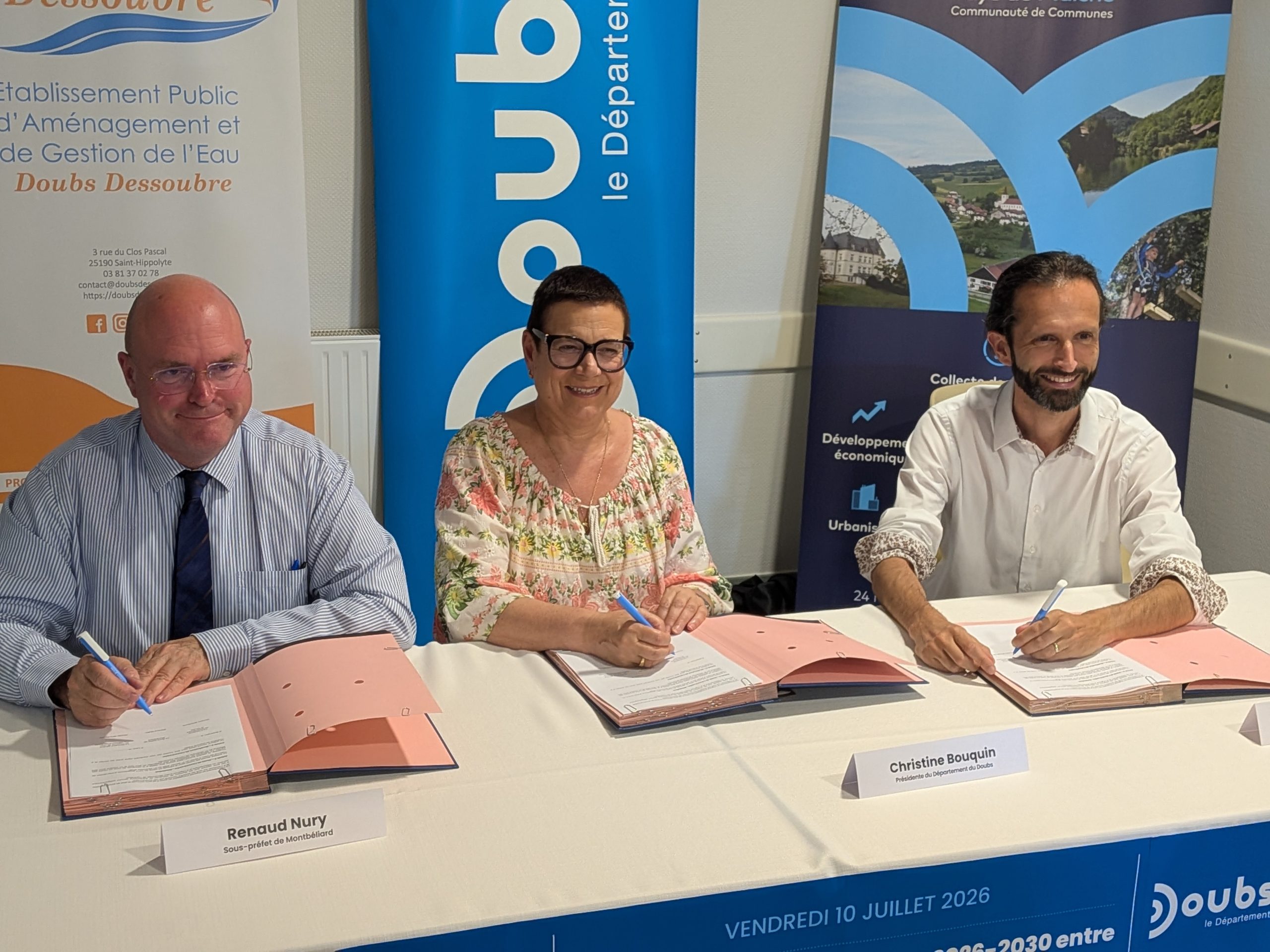 Signature de l’accord-cadre entre le Département du Doubs et l’Agence de l’eau Rhône Méditerranée Corse
